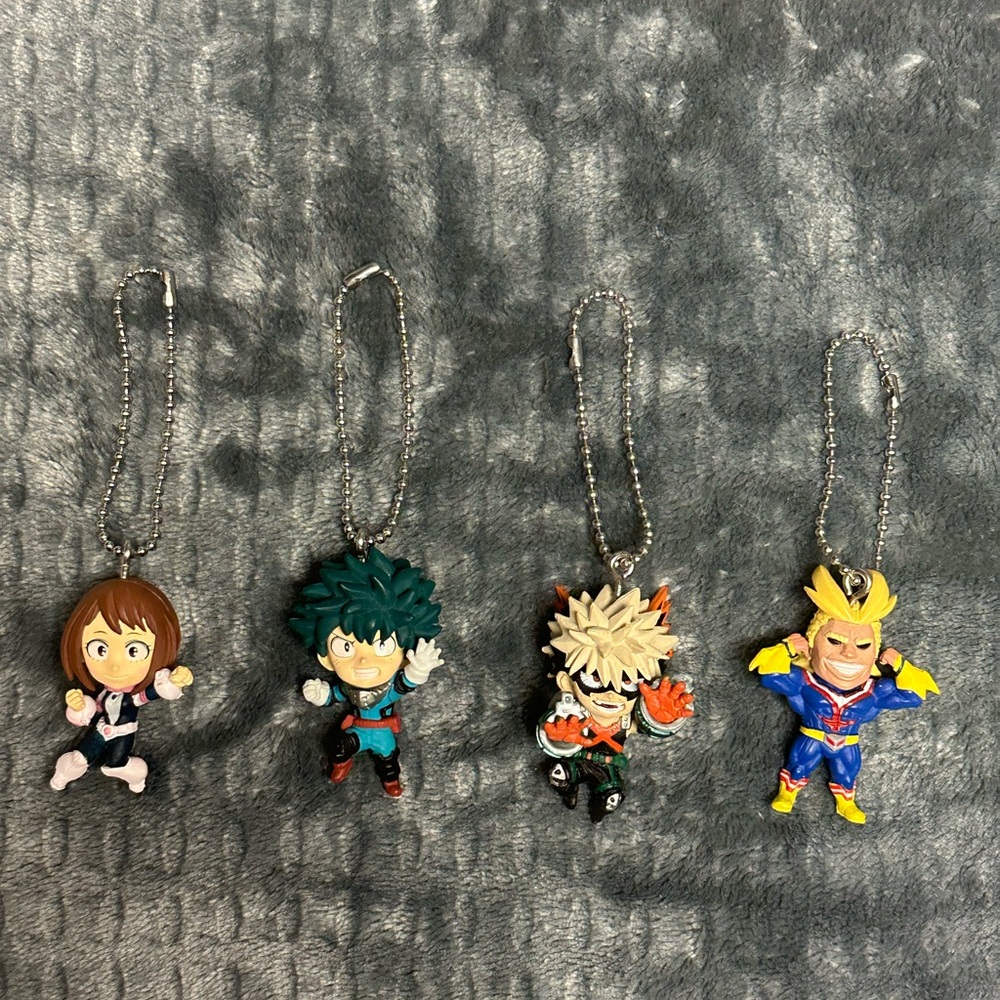 My Hero Academia 4 Keychain Figures 1 Inch Anime Characters EUC